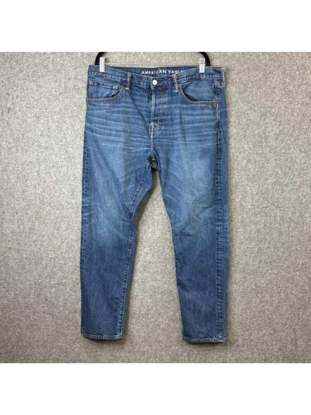 American Eagle Mens 36 x 30 Jeans Straight Fit Organic Cotton Blue Denim - Picture 2 of 6